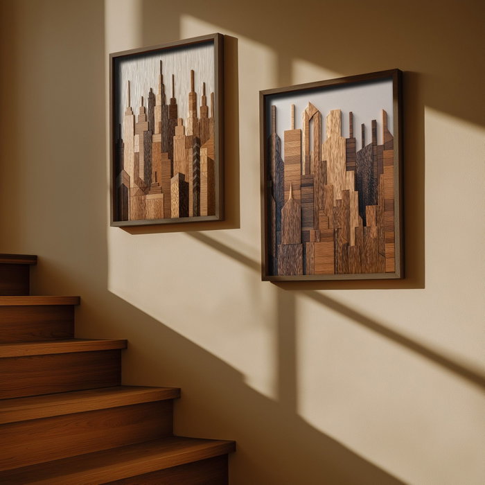 Wallity NAL205-46 Set de 2 Pinturas Decorativas enmarcadas en MDF